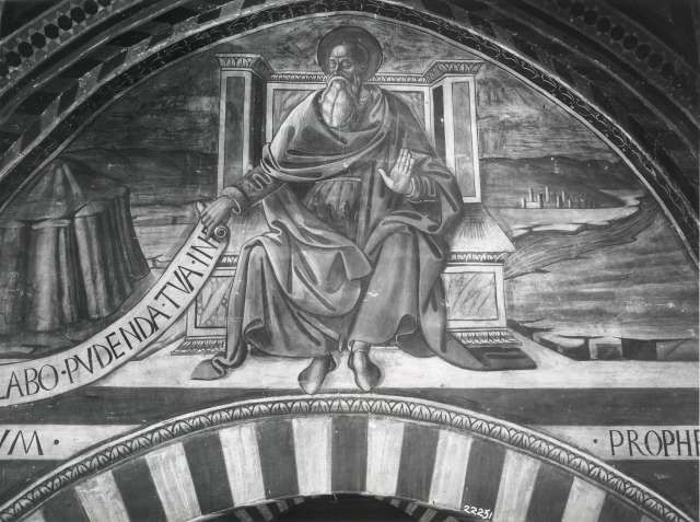Frick Art Reference Library — Pier Francesco Fiorentino (attr. to). Prophets above arches. Nahun. Coll: Collegiata. San Gimignano — particolare